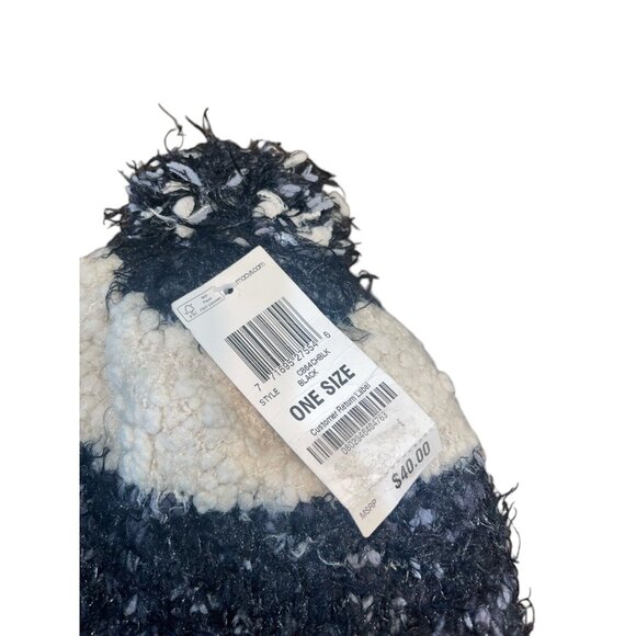 Charter Club Women's Mixed Media Chenille Cuff Beanie Hat Black Ivory Retail $40 - Picture 5 of 8